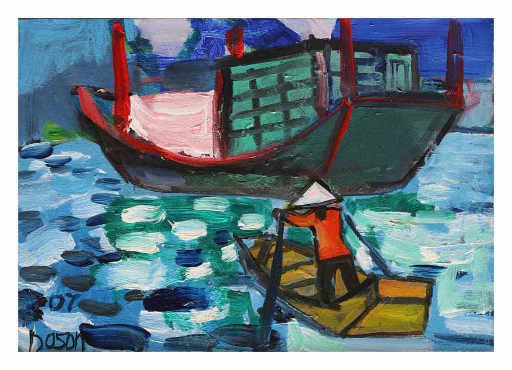 Mot trong nhung tac pham trung bay tai trien lam cua hoa si Do Son. Anh: Ban to chuc