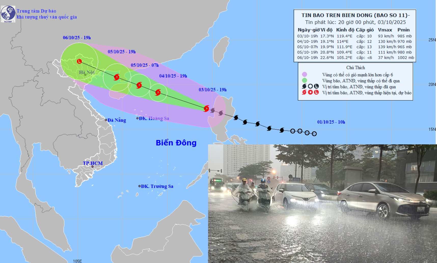 Updated location and path of storm No. 11 Matmo at 8:00 p.m. on October 3. Source: National Center for Hydro-Meteorological Forecasting