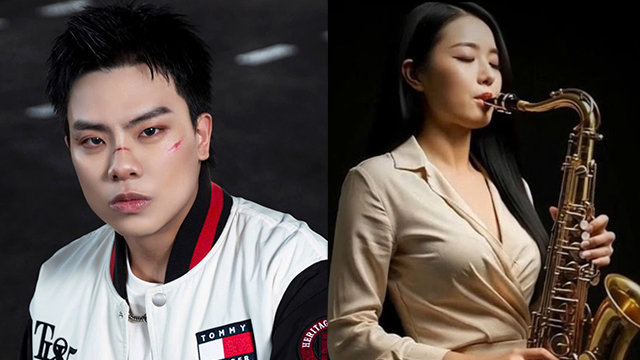 Musician Hua Kim Tuyen (left) and the image in the MV "Say a lifetime for you" sung by AI are causing a stir on social networks. Photo: Artist provided, MV