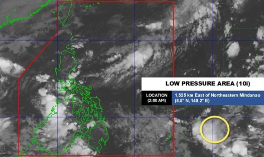Áp thấp gần Philippines ngày 30.10 được dự báo ít có khả năng mạnh lên thành bão trong 24 giờ tới. Ảnh: PAGASA