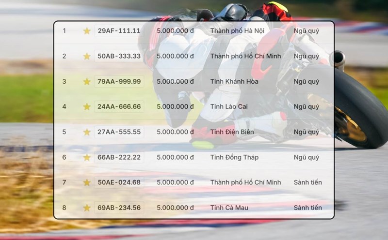 The super beautiful rain of five-digit license plates of motorbikes in the auction on October 30