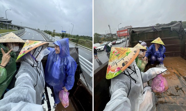 Vietnamese tourists fled the flood by ferry to the airport amid the historic flood in Hue.