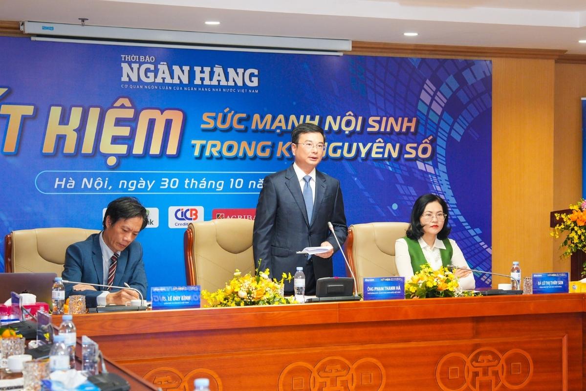 Pho Thong doc NHNN Pham Thanh Ha phat bieu khai mac toa dam. Anh: BTC