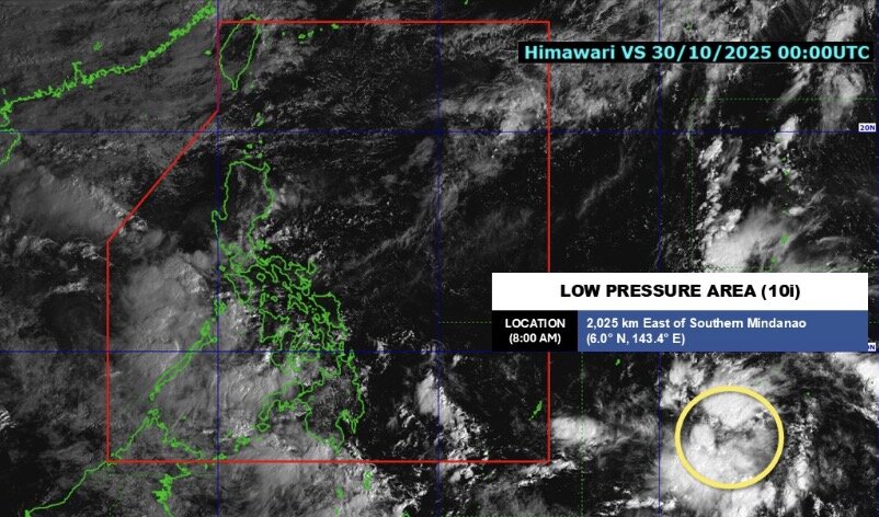 Location of the low pressure near the East Sea on the morning of October 30. Photo: PAGASA