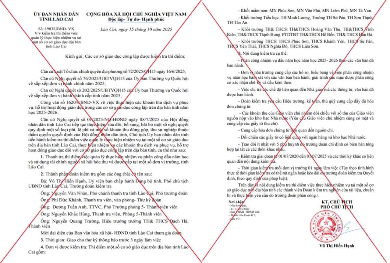 Van ban ma bi can Tran Dinh Duy lam gia mao. Anh: CACC. 