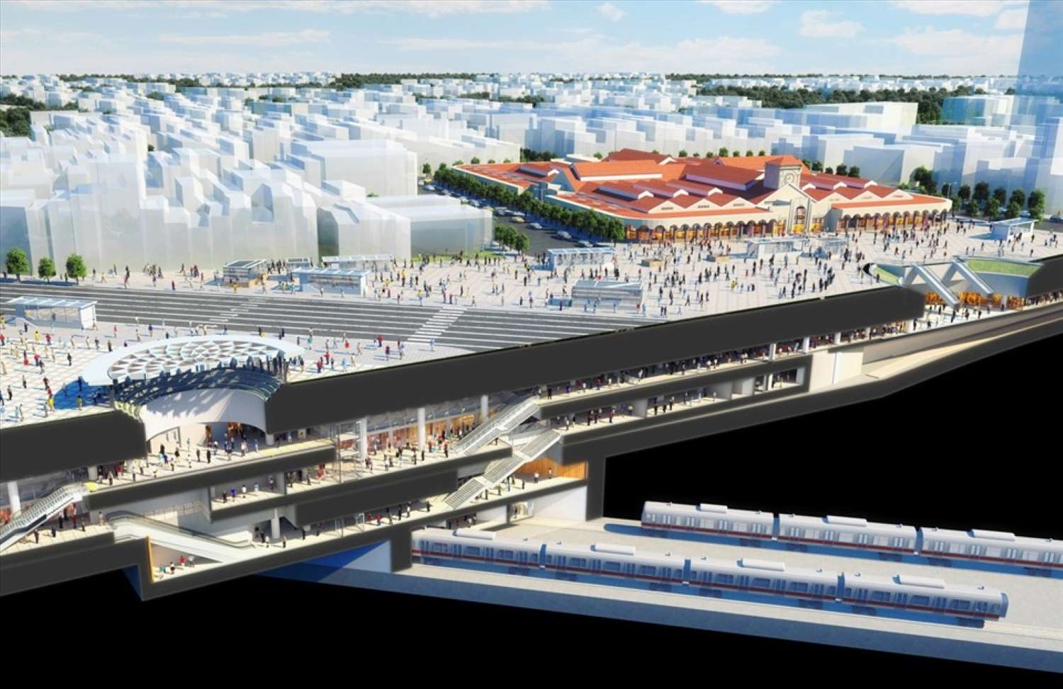 地下鉄ベンタイン駅の外と中の様子。写真: マウル