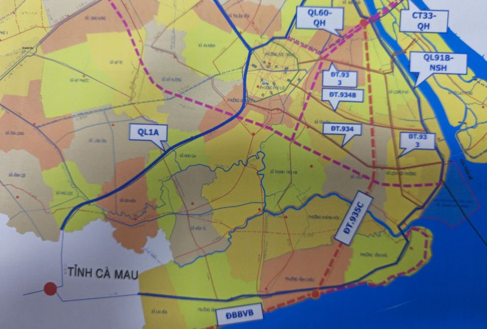 Phoi canh du an tuyen duong ket noi ven bien Nam song Hau ket noi Tra Vinh - Soc Trang - Bac Lieu, tao truc giao thong chien luoc vung DBSCL. Anh: Ban Quan ly du an