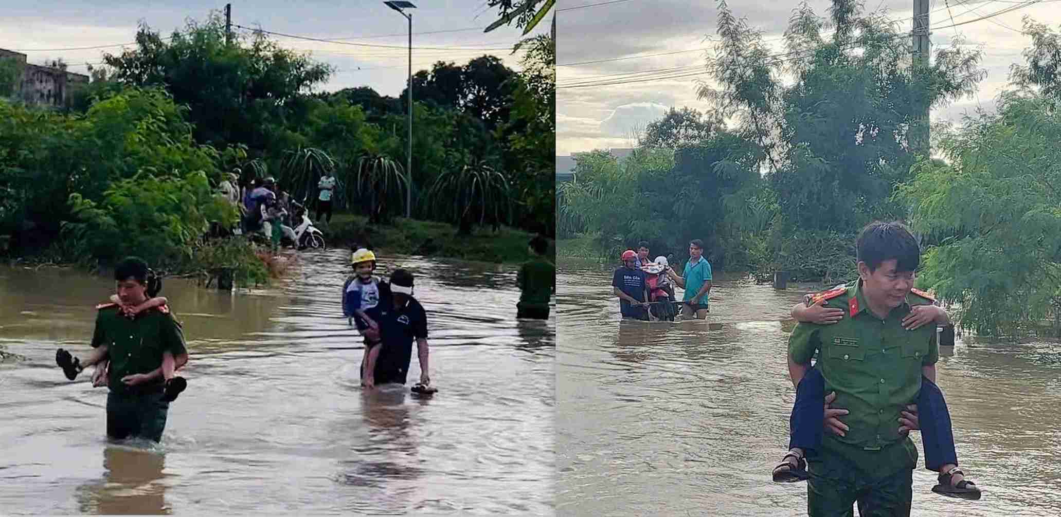 Lam Dong provincial authorities evacuate people from flooded areas to safety. Photo: Provided by the police