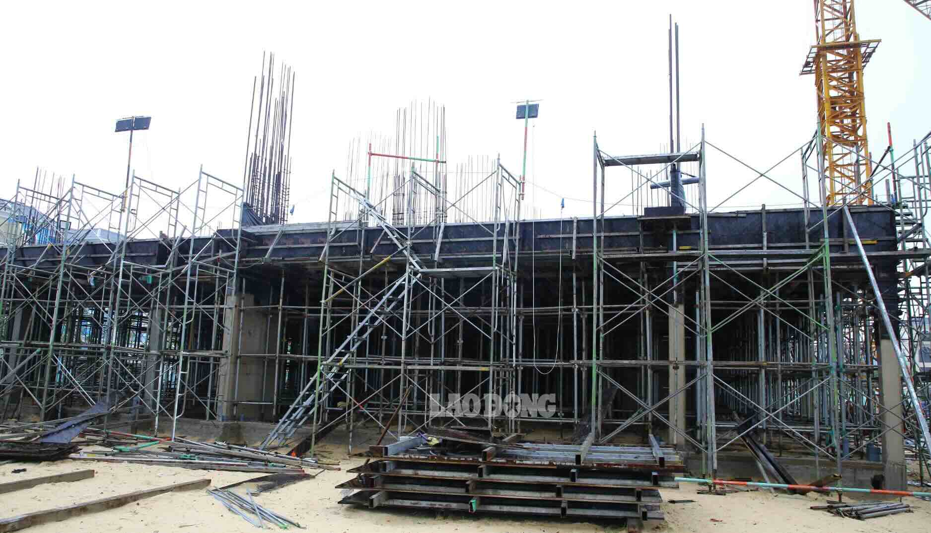 Tien do du nha o xa hoi Bao Ninh 1 va Bao Ninh 2 vua hoan thien phan mong. Anh: Cong Sang