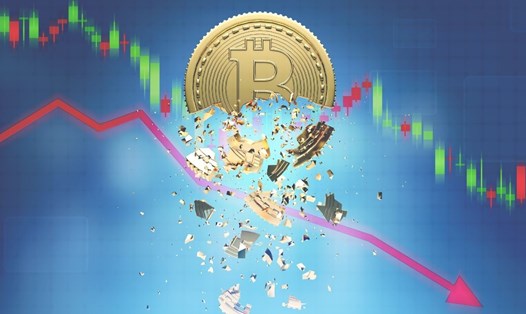 Đồng tiền điện tử Bitcoin chuyển hướng lao dốc. Ảnh: AI