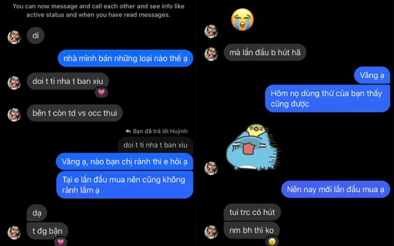 Doi tuong to ra ban ron khi duoc hoi mua hang. Anh: Chup man hinh