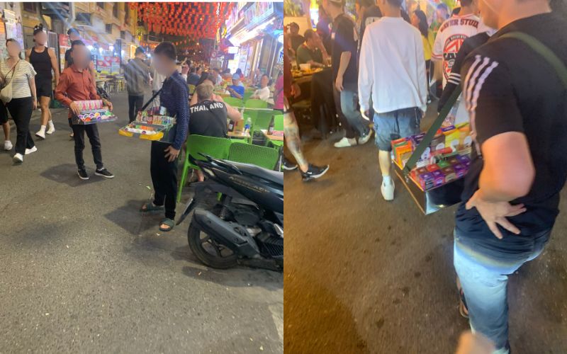 Cac doi tuong kinh doanh mot cach cong khai, lien tuc chao moi mua hang. Anh: Ngoc Diep