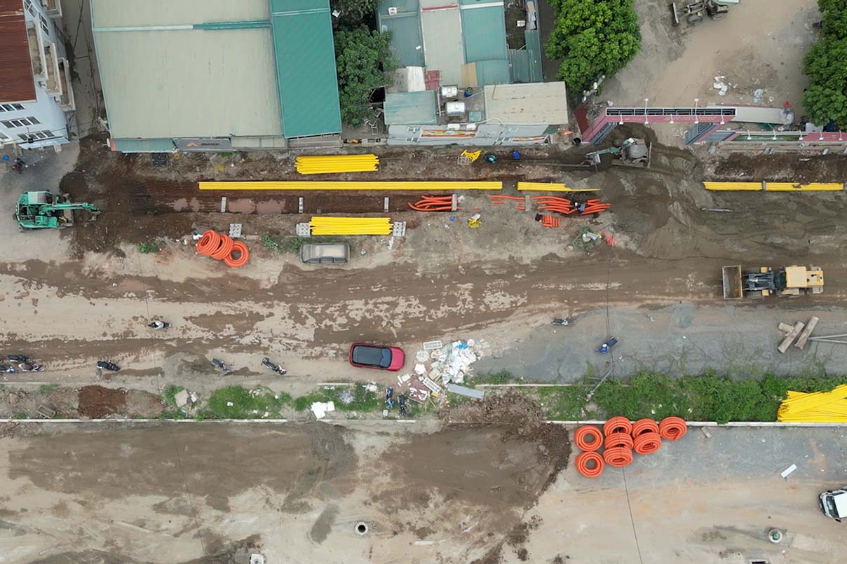 Du an duong Vanh dai 2,5 doan Dam Hong - Quoc lo 1A nhin tu tren cao. Anh: Huu Vu