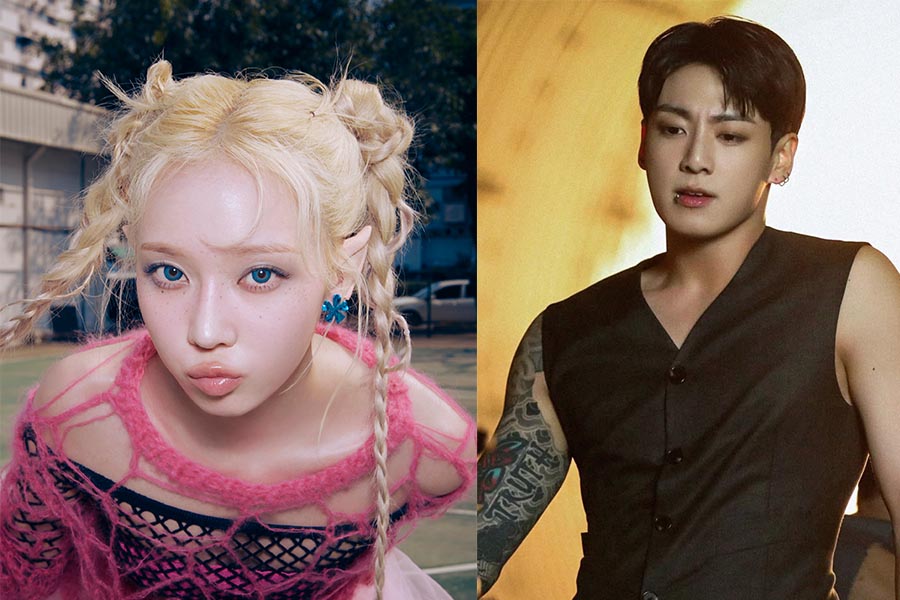 BTS's Jungkook and Winter aespa were rumored to be dating because they used the same bracelet. Photo: MV Armageddon/ MV Standing Next to You