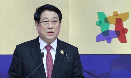 Ủy viên Bộ Chính trị, Chủ tịch nước Lương Cường phát biểu tại Hội nghị Thượng đỉnh Doanh nghiệp APEC 2025. Ảnh: TTXVN