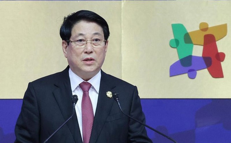 Politburo member and President Luong Cuong speaks at the APEC 2025 Business Summit. Photo: VNA