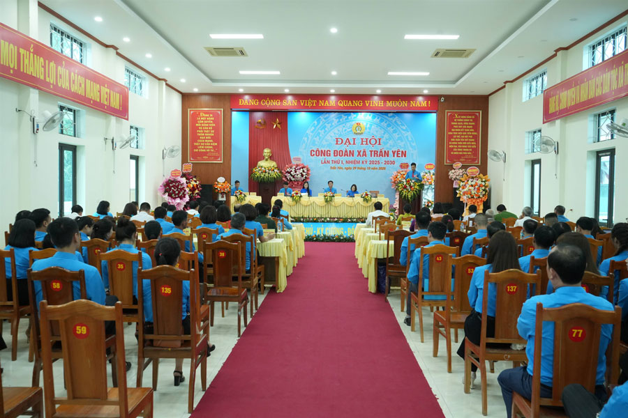 Dai hoi dai bieu Cong doan xa Tran Yen lan thu nhat. Anh: Thanh Hung