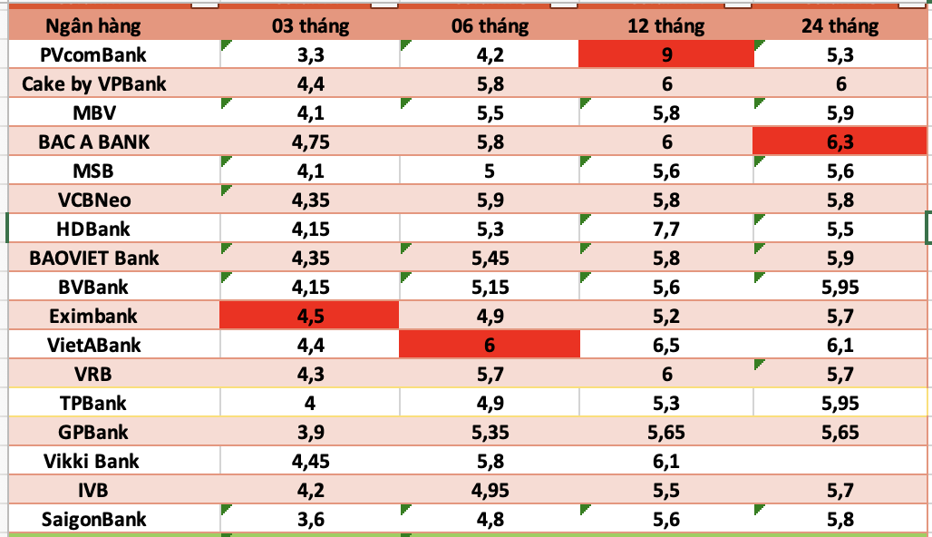 Top ngan hang co lai suat cao nhat thi truong hien nay. Do hoa: Ha Vy