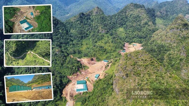 Doanh nghiệp san ủi, xây dựng nhiều công trình trái phép trên đất rừng Ảnh: Nhóm PV