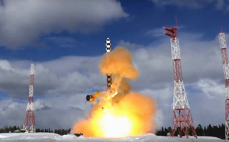 Russia tests Sarmat missile capable of carrying nuclear warheads, March 30, 2018. Photo: Xinhua