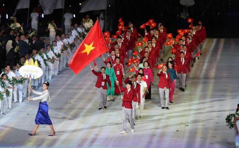 Vietnam Sports Delegation parade at the opening ceremony of the 32nd SEA Games. Photo: Vietnam News Agency