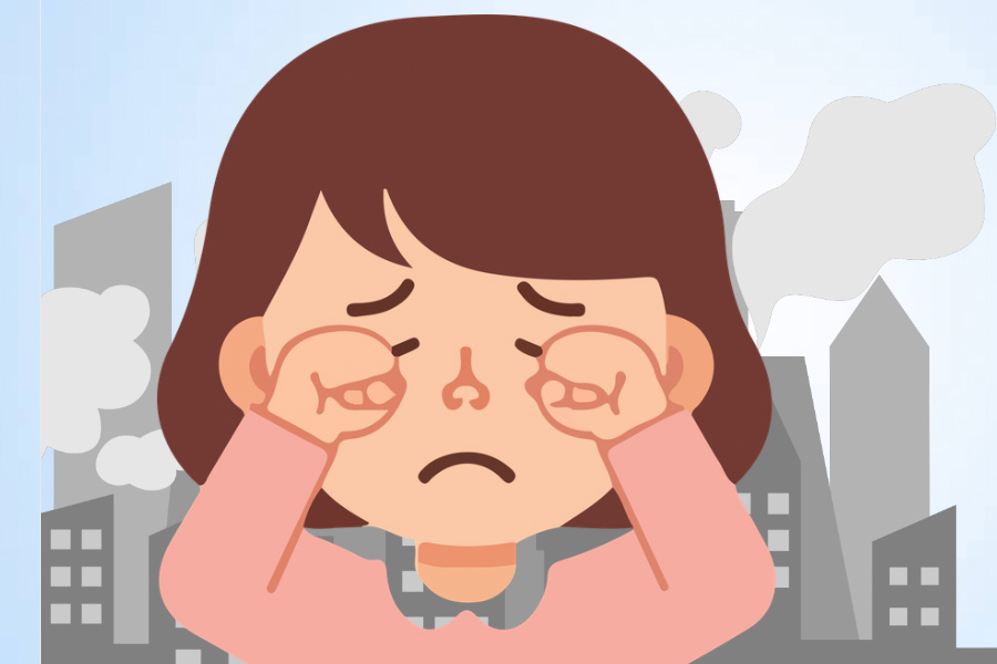 Dry eyes due to air pollution: Causes, symptoms and prevention. Graphics: Thien Nhan