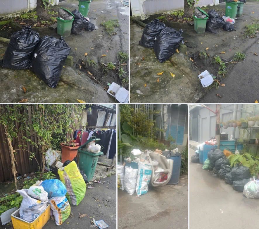 Rac thai sinh hoat cua nguoi dan tai khu pho Tan Cang, phuong Phuoc Tan, tinh Dong Nai khong duoc thu gom. Anh: Nguoi dan cung cap