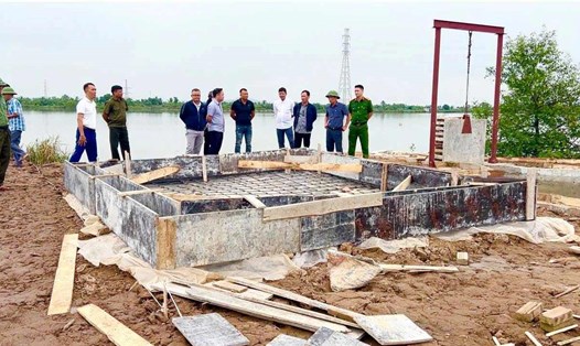 Công trình vi phạm hành lang thoát lũ của hộ bà Quách Thị P tại thôn Lâm Cao, xã Quyết Thắng. Ảnh: Cổng TTĐT Hải Phòng