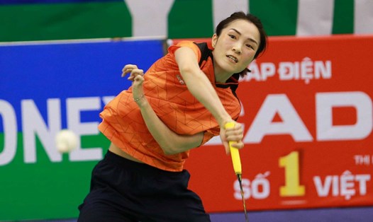 Tay vợt Vũ Thị Trang giành quyền vào bán kết giải đấu ở Bắc Ninh. Ảnh: Thanh Vũ