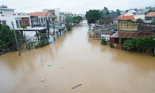 Toàn tỉnh Quảng Ngãi có hàng nghìn ngôi nhà bị ngập do mưa lũ. Ảnh: Viên Nguyễn
