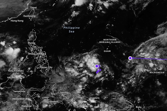2 consecutive depressions forming in the Northwest Pacific, showing signs of development. Photo: JWTC