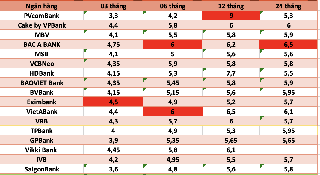 Top ngan hang co lai suat cao nhat thi truong hien nay. Do hoa: Ha Vy