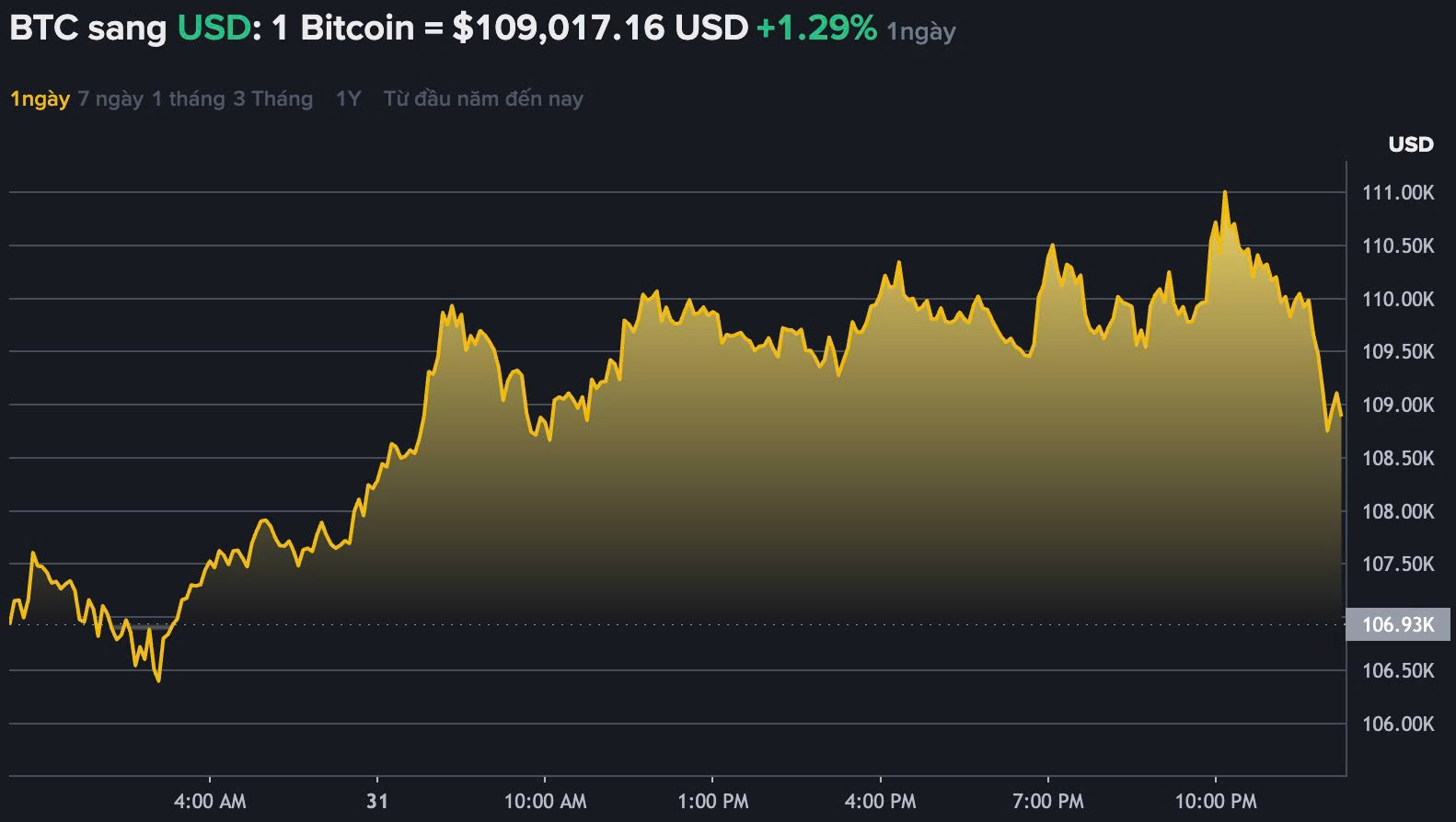 Du lieu tren Binance - san giao dich tien ma hoa lon nhat the gioi cho thay gia Bitcoin lao doc, giao dich quanh vung 112.000 USD. Nguon: Binance.com