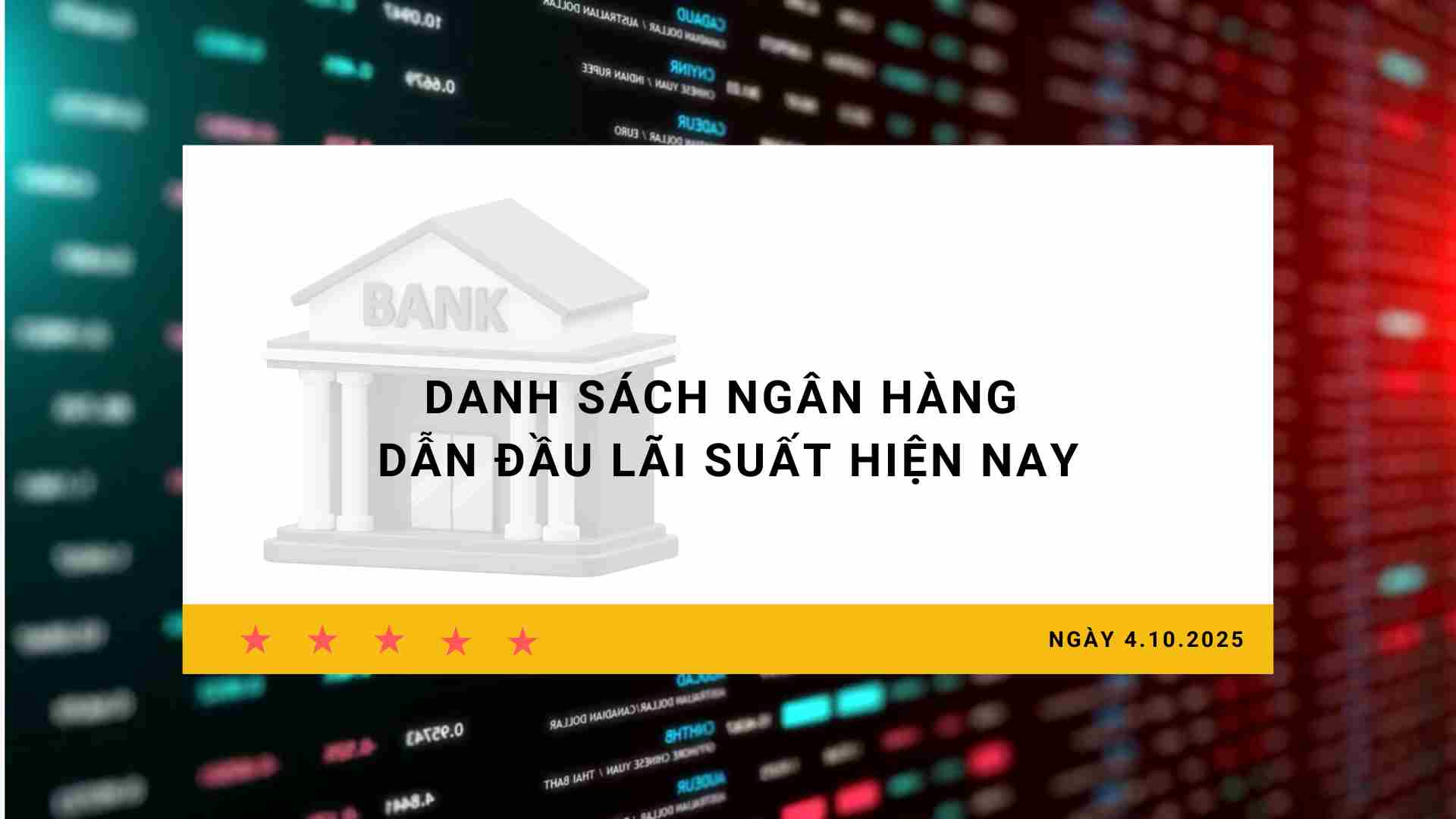 Interest rate 4.10: List of banks leading current interest rates