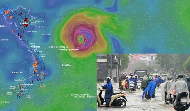 Dự báo bão số 11 Matmo gây mưa lớn ở Bắc Bộ từ đêm 5.10. Nguồn vị trí bão vào 12 giờ ngày 4.10: Hệ thống Giám sát thiên tai Việt Nam