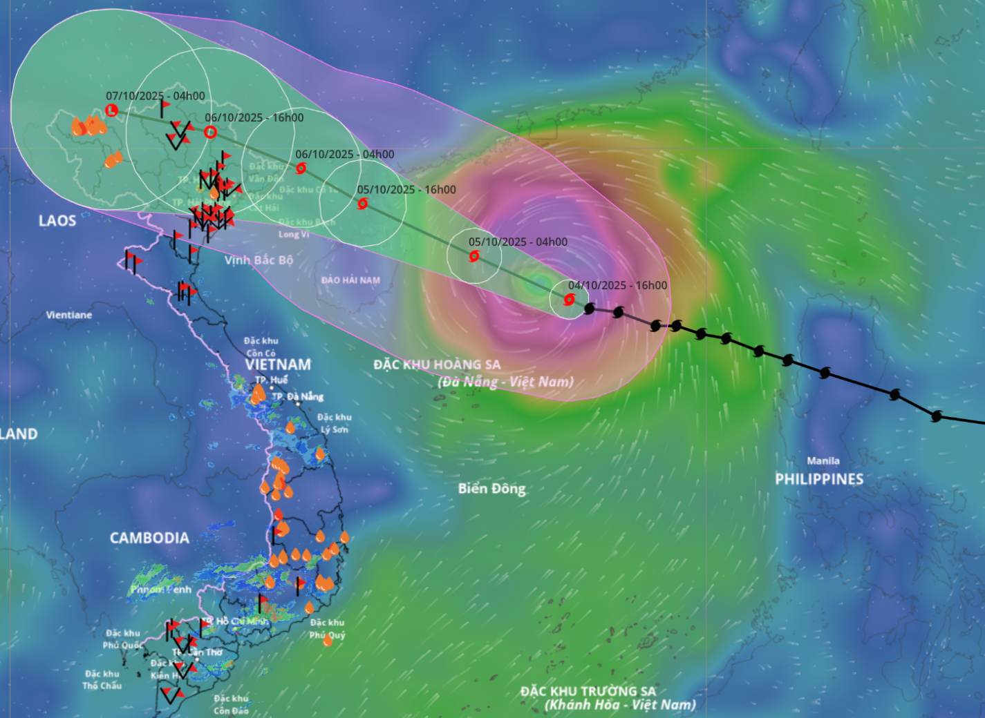 Updated location and path of storm No. 11 Matmo at 6:00 p.m. on October 4. Source: Vietnam Disaster Monitoring System