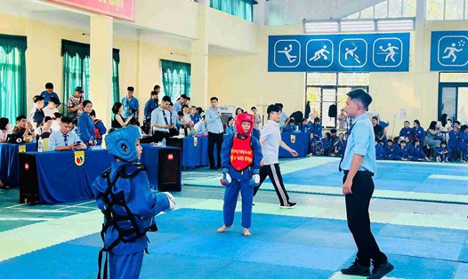 Các vận động viên thi đấu tại Giải Vovinam phường Tứ Minh, TP Hải Phòng mở rộng lần thứ I năm 2025. Ảnh: Nguyên Thương