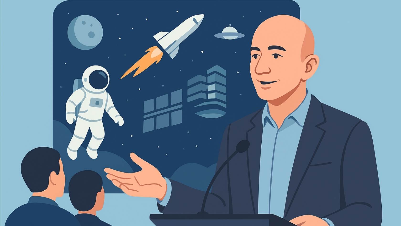 Bezos du doan hang trieu nguoi se song trong khong gian trong vai thap ky toi. Do hoa: Hao Thien