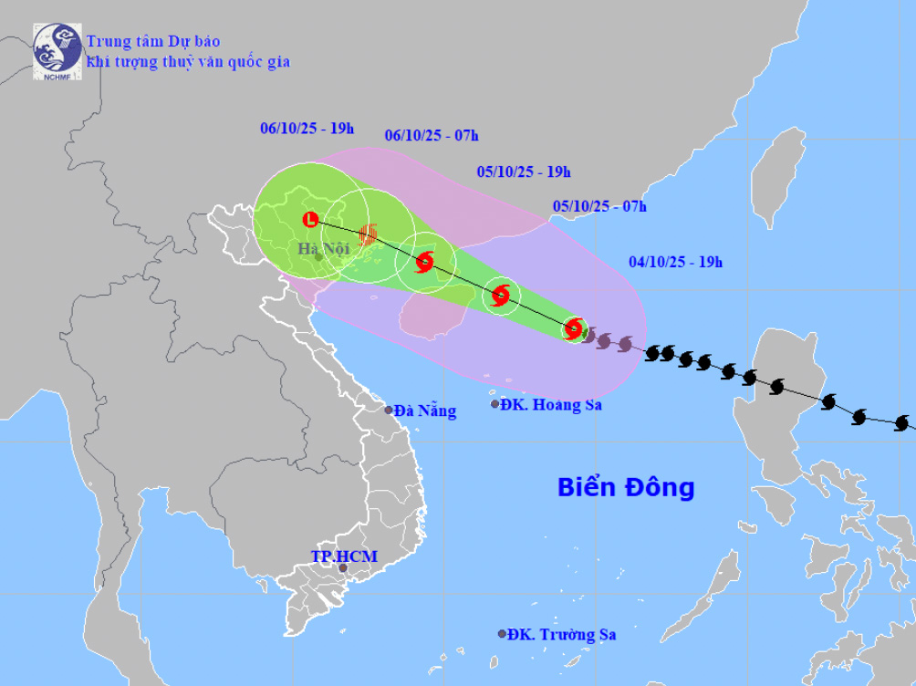 Du bao duong di va vung chiu anh huong truc tiep tu bao so 11 Matmo. Anh: NCHMF