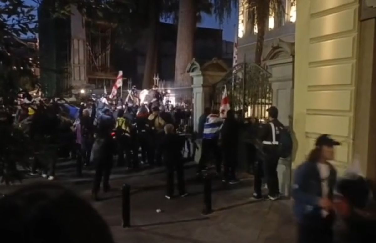 protests stormed the Georgia presidential palace on the night of October 4. Photo cut from RT video