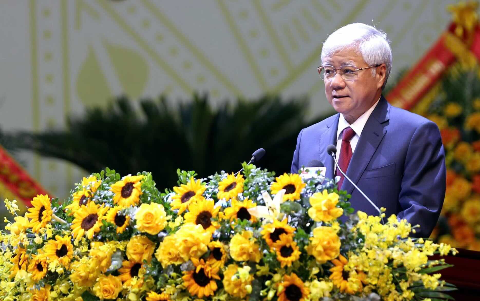 Chairman of the Central Committee of the Vietnam Fatherland Front Do Van Chien emphasized the aspiration and determination to rise strongly of Quang Tri. Photo: Cong Sang