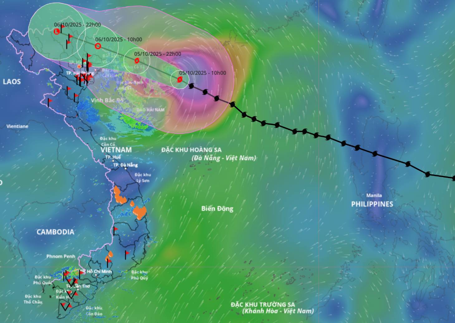 Updated location and path of storm No. 11 Matmo at 12:00 on October 5. Source: Vietnam Disaster Monitoring System