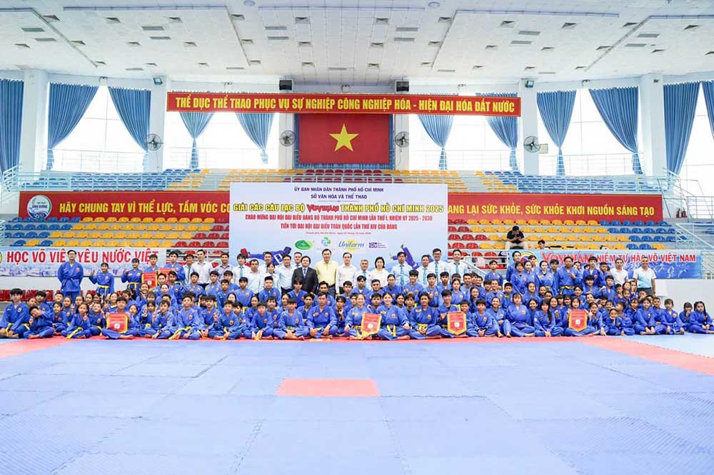 Giai cac cau lac bo Vovinam TPHCM nam 2025 quy tu hon 150 van dong vien den tu 14 don vi tren dia ban. Anh: So VHTT TPHCM