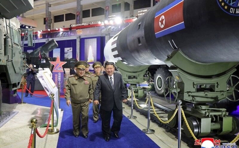 North Korean leader Kim Jong-un attended the opening ceremony of the defense exhibition on October 5. Photo: KCNA
