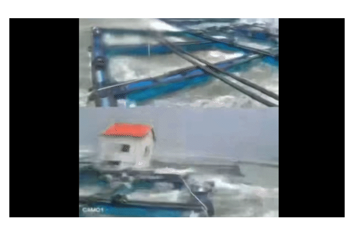 El tifon numero 11 Matmo azota la peninsula de Liaoning China con olas maritimas extremas en la zona de influencia del tifon de unos 11 metros de altura. Foto tomada de un video