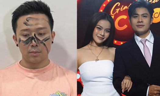 Trấn Thành (trái) và Nguyễn Văn Chung, ca sĩ Hải Yến.