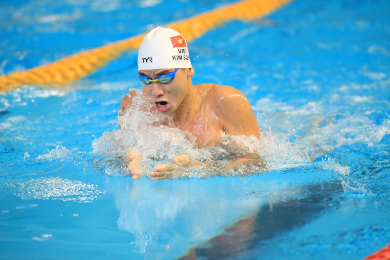Pham Thanh Bao gianh huy chuong vang 100m ech nam. Anh: Minh Dan