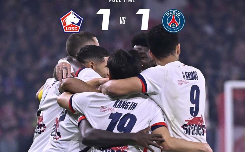 PSG were held to a 1-1 draw by Lillie in round 7 of Ligue 1 2025-2026. Photo: PSG