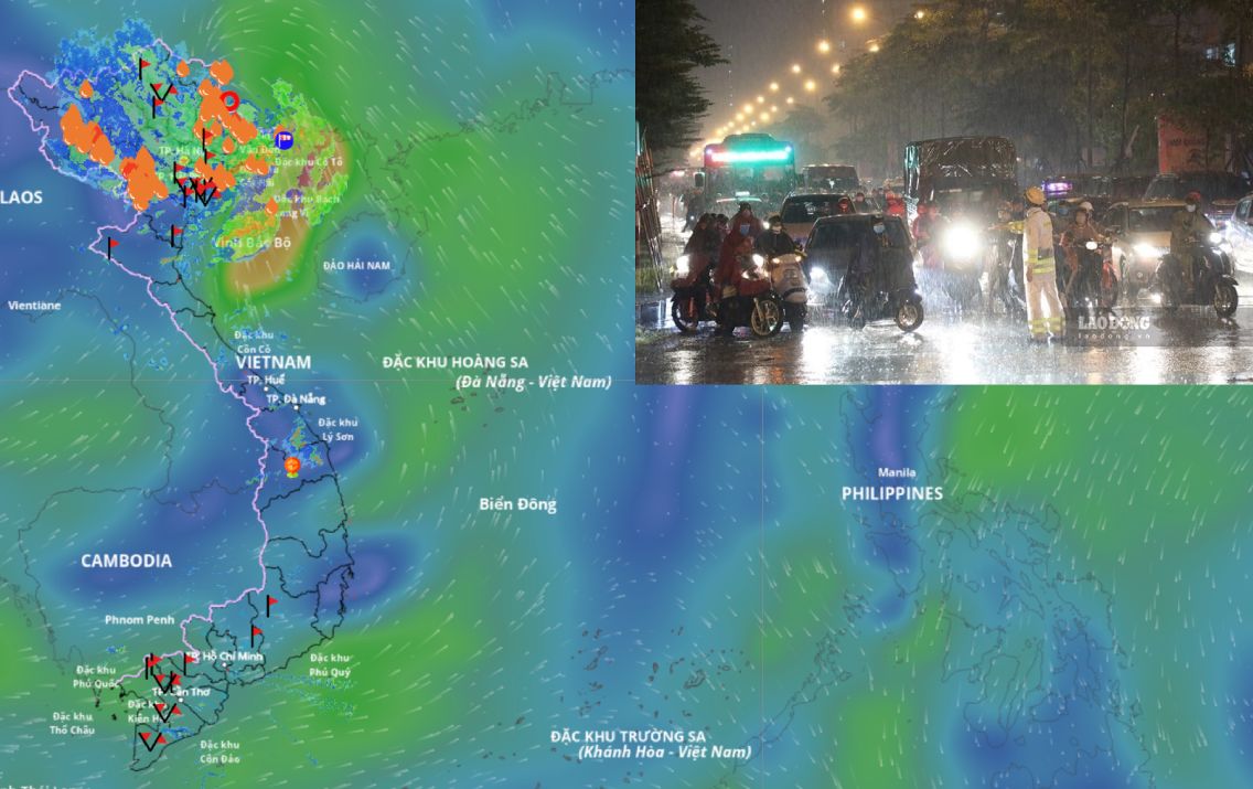 The circulation after storm No. 11 Matmo is likely to continue to cause rain in the North from now until the end of the night of October 7. Source: Location of the low pressure area weakened from the storm at 2:00 p.m. on October 6: Vietnam Disaster Monitoring System