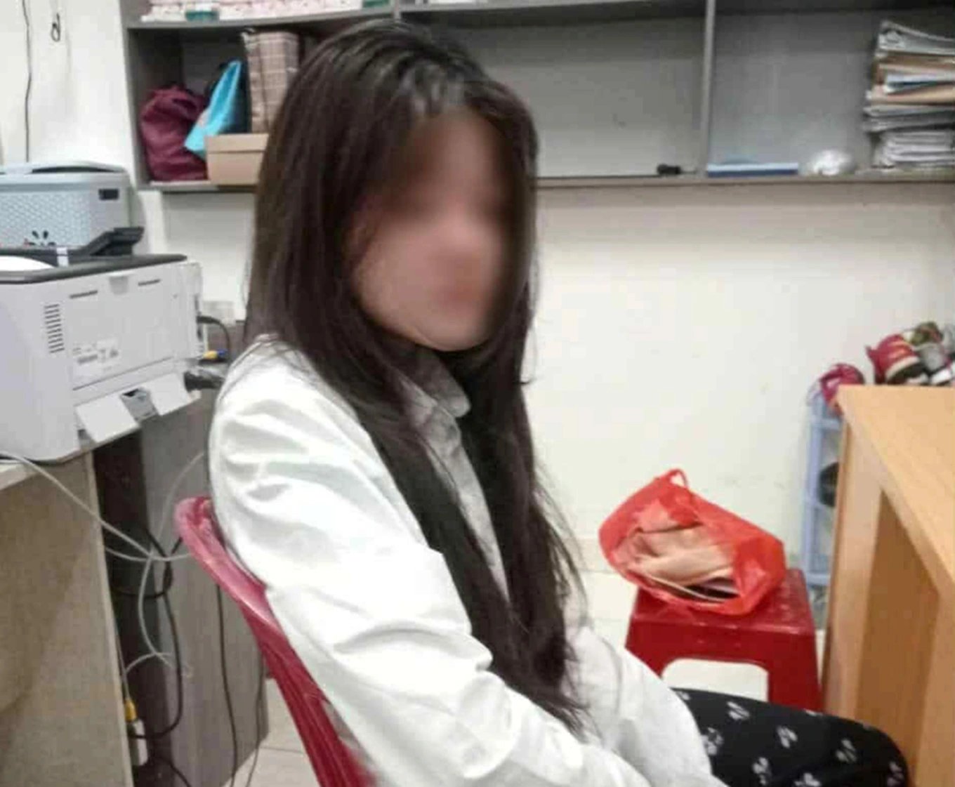 Image of M being found and taken to the police station after more than a day of being missing. Photo: Provided by the family.